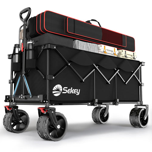 Sekey XXXL-Super 4013 Bollerwagen faltbar - breite Reifen, Schwarz