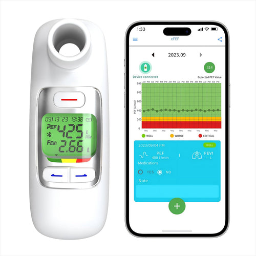 MediConnect Peak Flow Meter 2.0 Lungenmonitor - Bluetooth. Handliches Gerät. Misst Spitzenfluss für digitale Lungenüberwachung via Bluetooth.