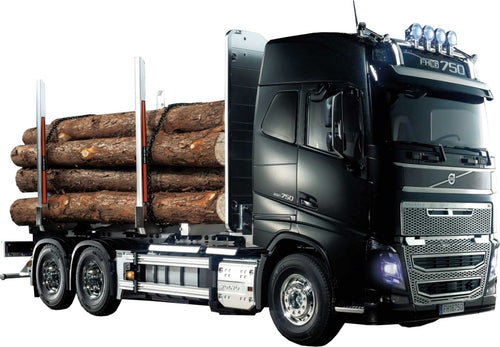 TAMIYA 56360 Volvo FH16 Holztransporter 1:14 RC LKW Bausatz: Für den Selbstbau eines ferngesteuerten 1:14 Holztransporters.