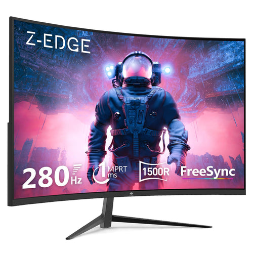 Z-Edge 27 Zoll Curved Gaming Monitor Full HD - 280Hz Schwarz. Schwarzer Curved-Monitor für flüssige Full HD Spielerlebnisse.