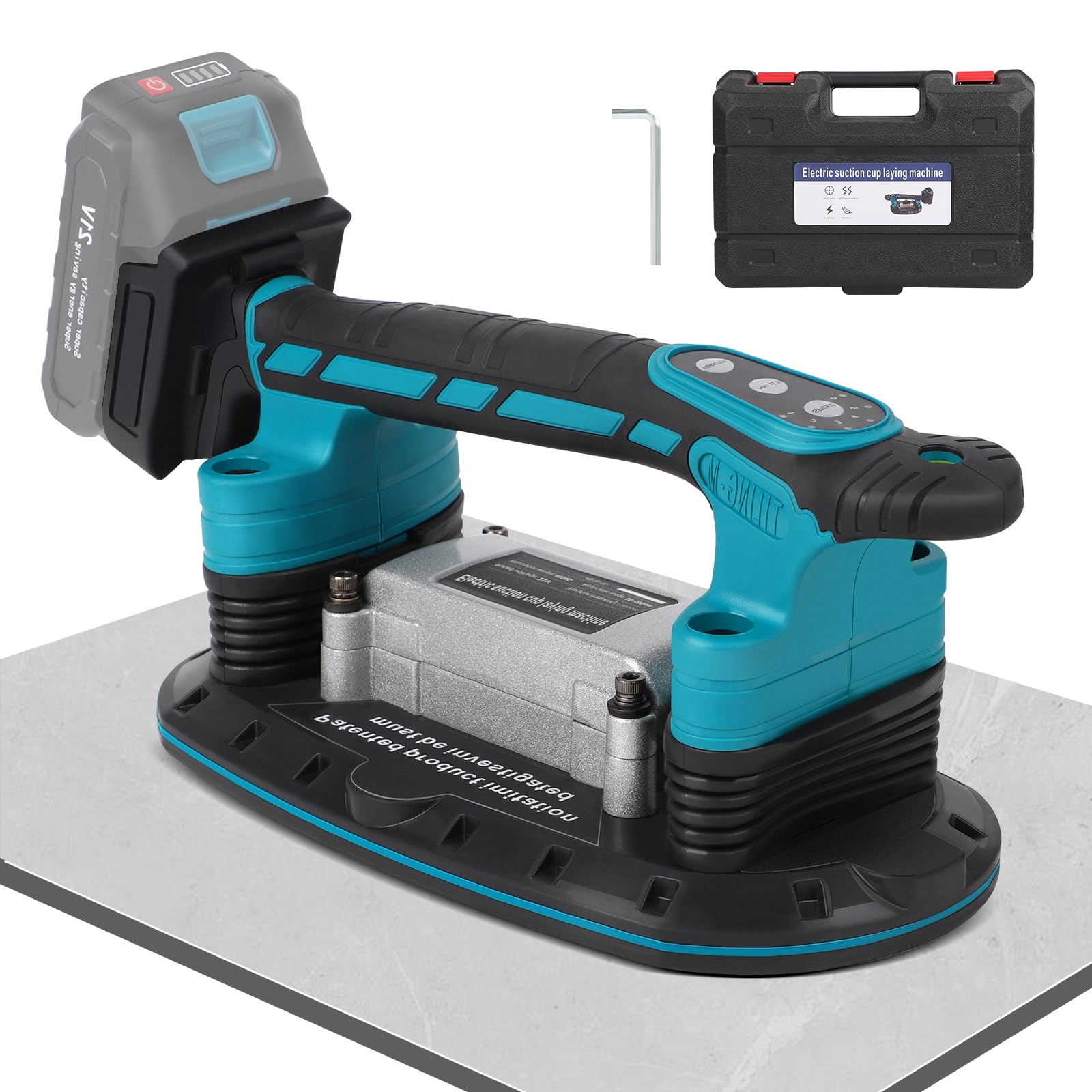 Makita-kompatibel 2IN1 Fliesenrüttler Vibrationsgerät 18V – Ohne Akku. Blau-schwarzes Vibrationsgerät. Nivelliert und entlüftet Fliesen.