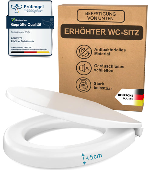 BenaVita Premium WC Sitzerhöhung 5 cm - Duroplast Absenkautomatik