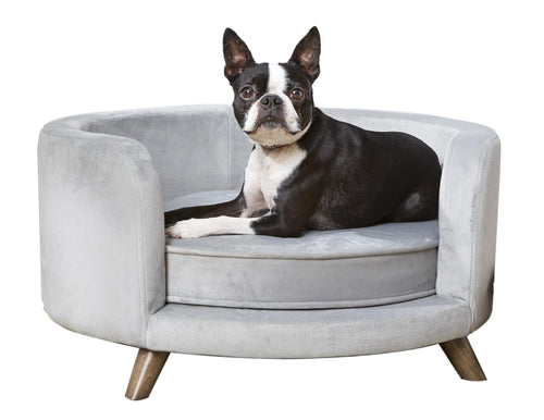 Enchanted Home Pet Rosie CO3201-18GRY Sofa – Grau, Grösse M. Graues, mittelgroßes Tiersofa als erhöhte Liegefläche für Hunde oder Katzen.