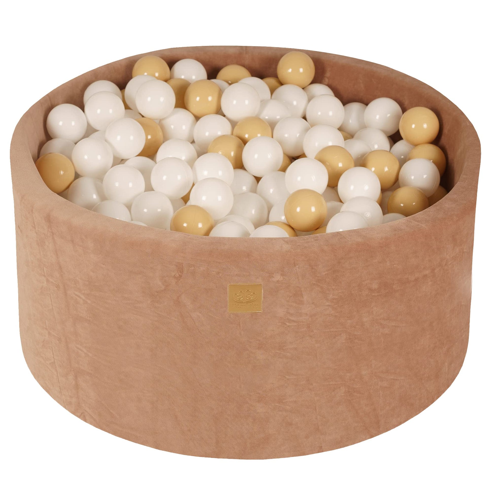 MEOWBABY Bällebad weiches Kinder Bällebad - Samt 90x40cm beige. Rundes Samtbällebad. Fördert Motorik & sensorisches Spiel.