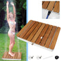 @tec Teak Gartendusche Mobile Bodendusche Eckig 70x55cm. Eckige, mobile Bodendusche aus Teakholz zur Nutzung im Garten.