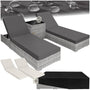 tectake 2er Lounge Sonnenliegen Set Plus Tisch - Hellgrau: Hellgraues Set aus zwei Lounge-Sonnenliegen und Tisch zum Entspannen.