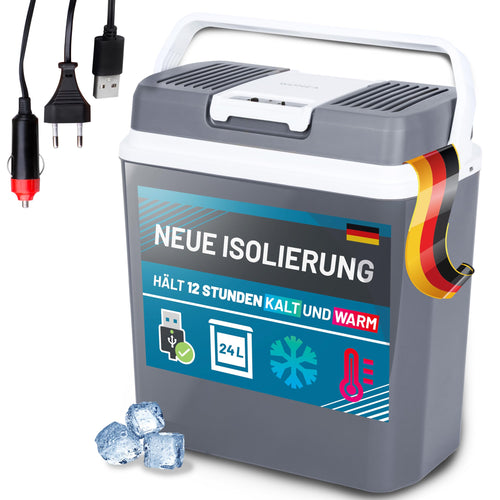 EcoCool 24L Kühlbox Thermoelektrisch 12V/230V Kühlen & Heizen USB. Hält Speisen & Getränke kühl/warm, mobil/stationär.