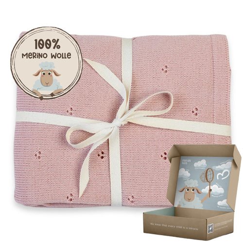 MIRARI Kids Babydecke 100% Merino Wolle 75x100cm Winter