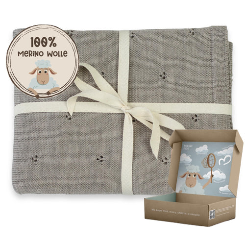 MIRARI Babydecke Merino Wolle Neugeborene Winter 75x100 cm