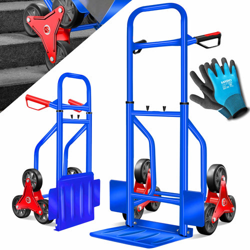 MASKO® Treppensackkarre klappbar 200kg - Blau. Blaue, faltbare Sackkarre zum Transport schwerer Lasten bis 200kg über Treppenstufen.