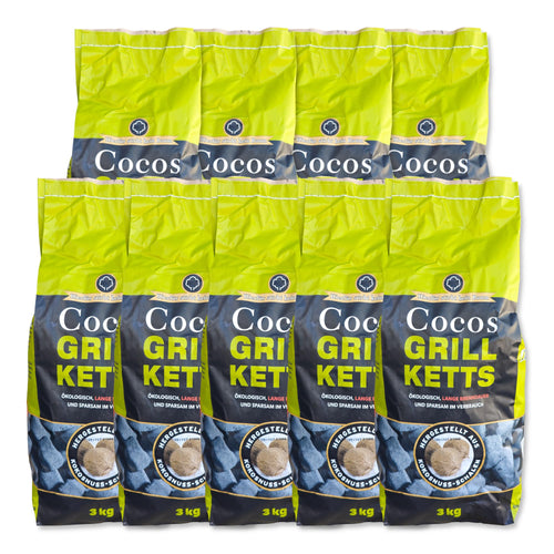 Cocos Premium Grillbriketts – Kokosschalen, 27kg, Made in Germany