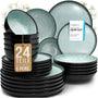 Pure Living Ibiza Steingut Geschirrset 6 Pers. 24 tlg. Salbeigrün