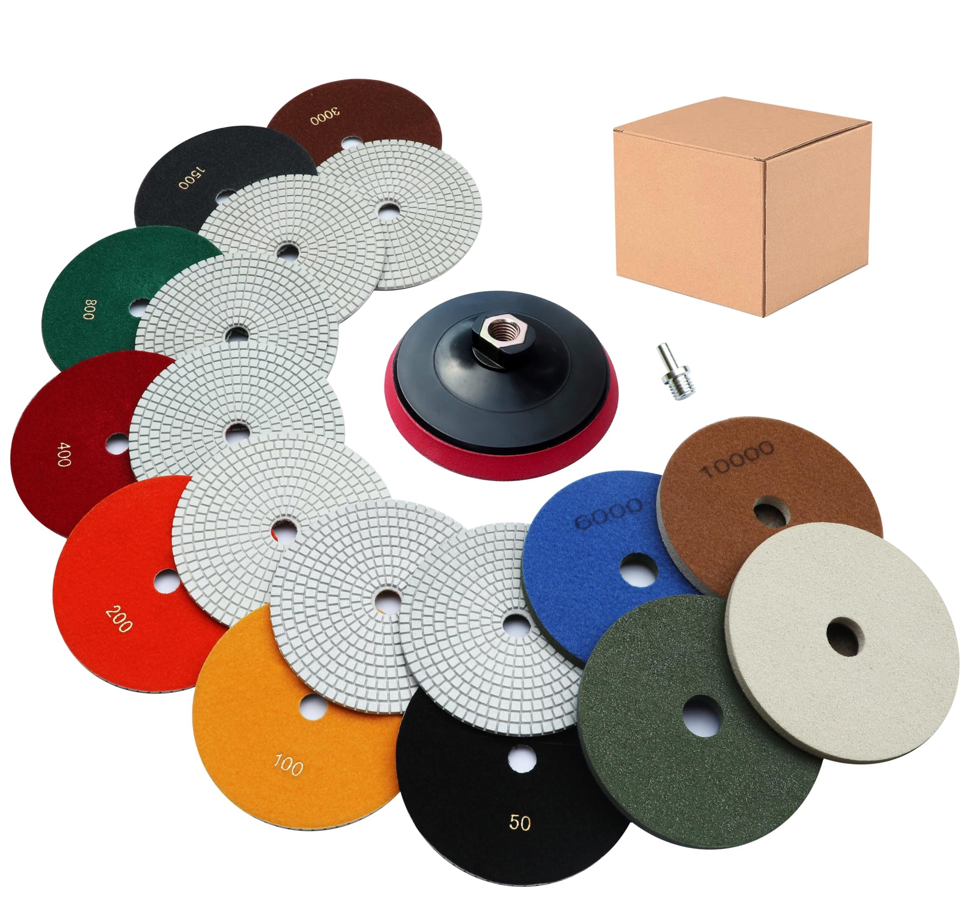 Waies Nass Diamant Schleifpad 150mm Klett für Stein & Fliesen. Rundes Diamantpad zum nassen Schleifen von Stein- und Fliesenoberflächen.