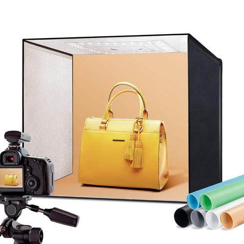 RALENO 50x50 cm Fotobox – LED Fotostudio Set inkl. 6 Hintergründe