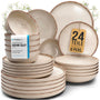 Pure Living Rustic Steingut Geschirrset 24 tlg. - Beige