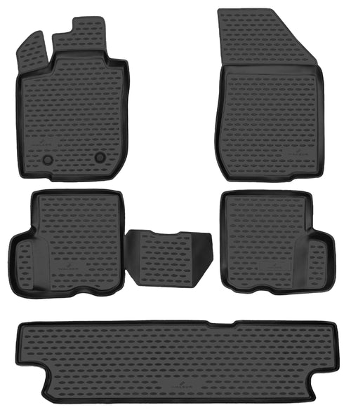 Walser XTR passgenaue Gummi Fussmatten Dacia Logan MCV (KS) 7-Sitzer. Schwarze Matten schützen dessen Innenraum vor Schmutz.