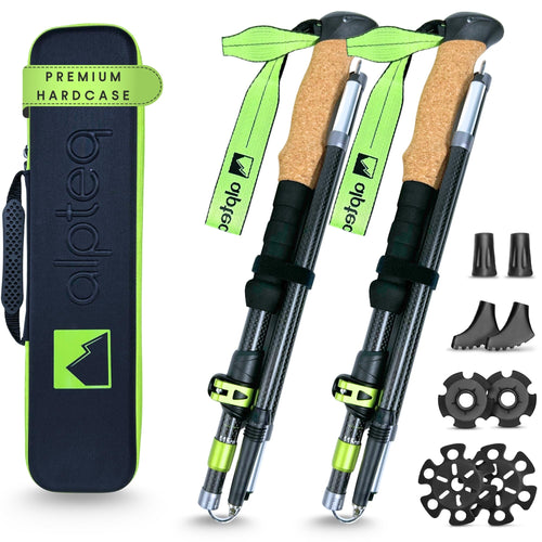 Alpteq Wanderstöcke faltbar Carbon 115-135 cm - Lime Green