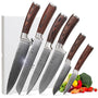 Wakoli EDIB Damastmesser-Set 6-teilig Kochmesser. Sechs Klingen mit Damastmuster zum Zerteilen von Lebensmitteln.