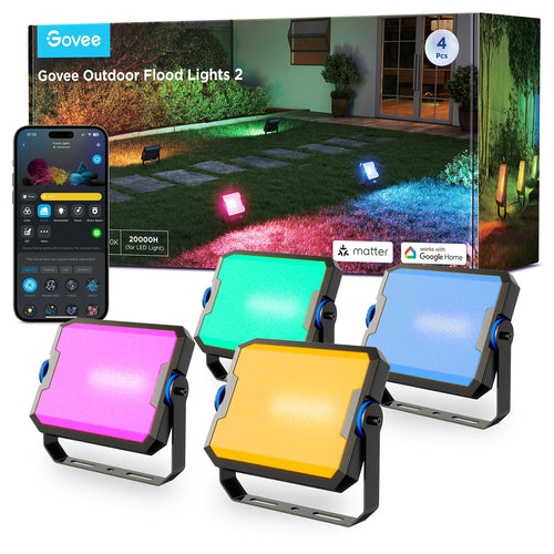 Govee Outdoor LED Strahler RGBWW Alexa Matter 4er Set