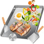 Camxon Universelle Edelstahl Plancha Grillplatte – 40.5x31cm. Rechteckige Edelstahlplatte zum Braten & Garen auf Gas- & Kohlegrills.