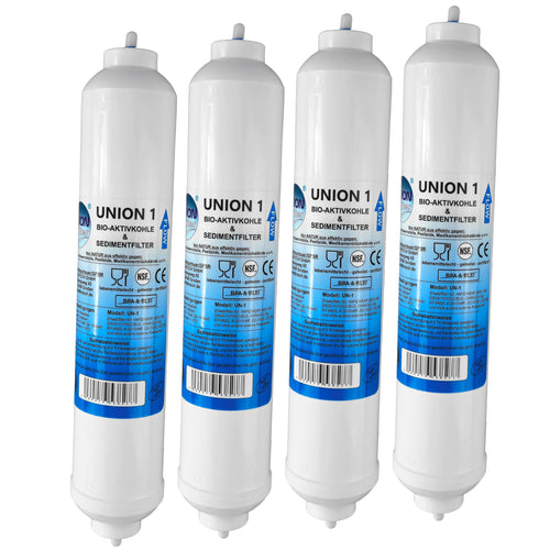 Samsung LG Wasserfilter Side by Side extern - 4er Pack, vier weiße Filter filtern Chlor/Sedimente für Kühlschrankwasser.