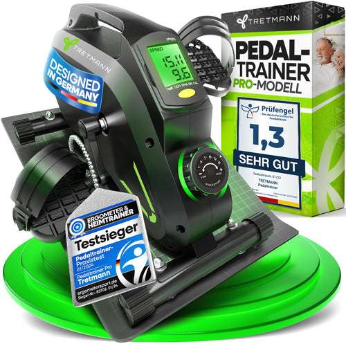 Tretmann Pedaltrainer Pro Set: Kompakter Heimtrainer ohne Sitz, mit Pedalen. Dient dem gelenkschonenden Beintraining zu Hause.