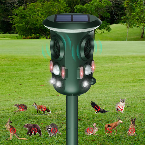 GartenPro Ultraschall Tiervertreiber Katzenschreck Marderschreck – Solar Blitz. Kompaktes Solargerät vertreibt Tiere per Ultraschall & Blitzlicht.