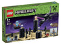 LEGO Minecraft Ender Dragon Konstruktionsspielzeug Set 21117: Schwarzer, geflügelter Drache mit lila Akzenten, zum Bauen und Spielen von Minecraft-Szenen.