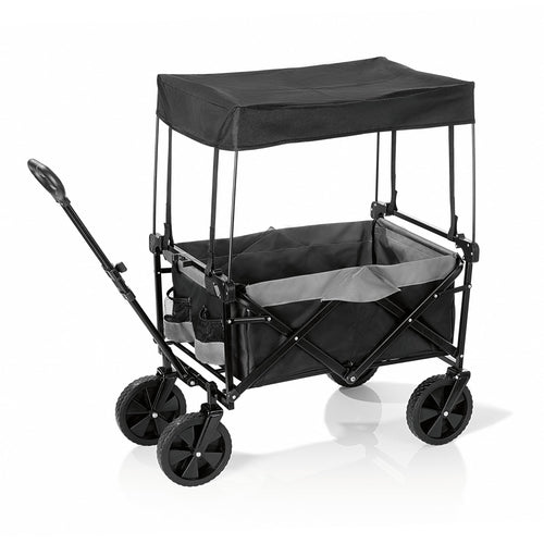 EASYmaxx Faltbarer Bollerwagen Robust, ein zusammenklappbarer Handwagen in Anthrazit-schwarz, zum komfortablen Transport von Gegenständen.