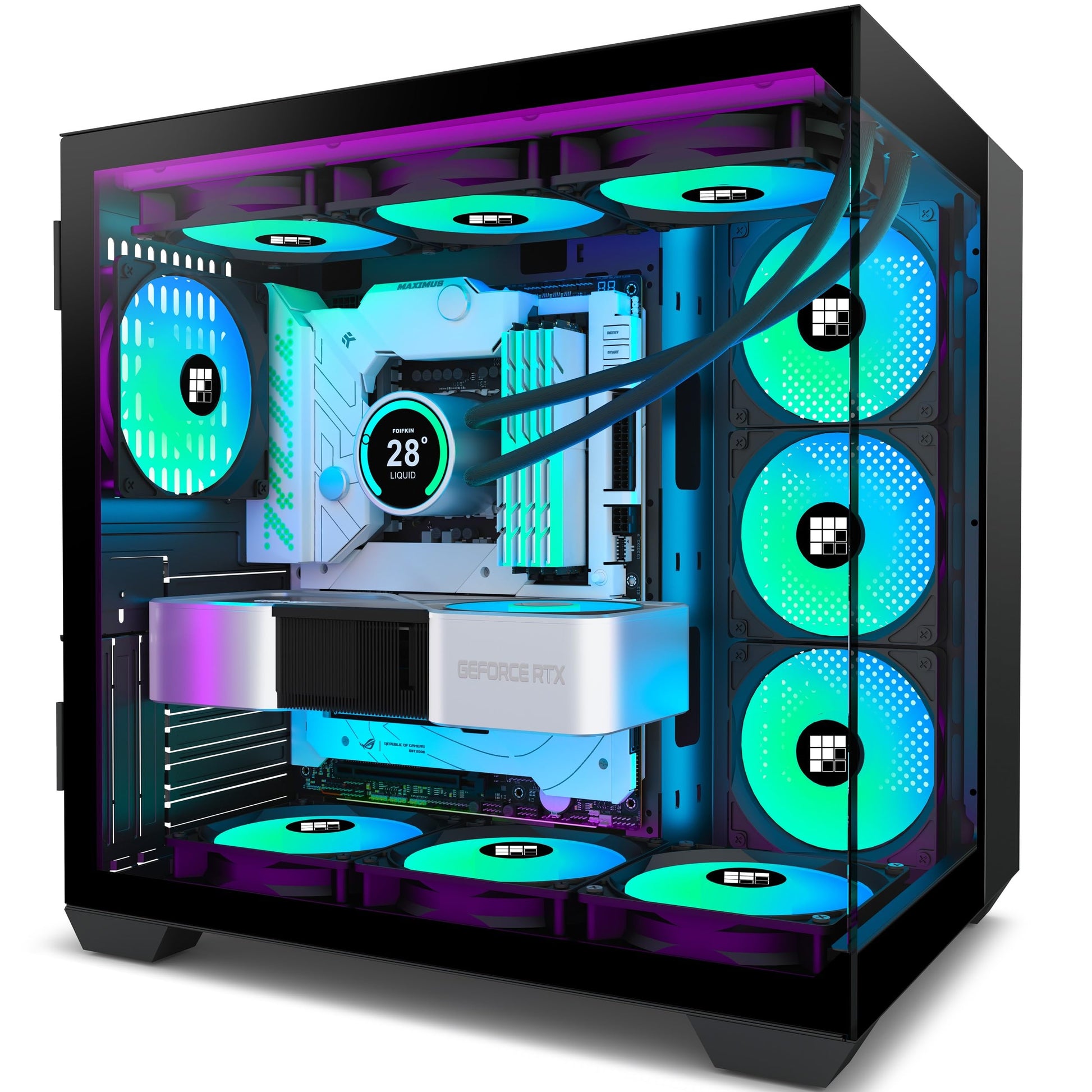 FOIFKIN F600 ATX Gaming PC Gehäuse Mid-Tower - Schwarz. Schwarzes Mid-Tower Gehäuse zur Aufnahme von Gaming-Hardware.