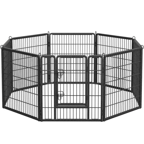 Feandrea Freilaufgehege DIY Laufstall XL - Grau PPK88G. Graues Gittergehege für flexiblen Tierauslauf.