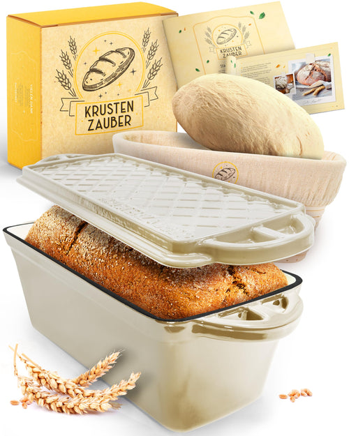 KRUSTENZAUBER Gusseisen Brotbackform mit Deckel – 28cm Emaille