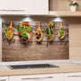 GRAZDesign Küchenrückwand Glas Kräuter – 80x50cm. Rechteckige Glasplatte mit Kräutermotiv als Spritzschutz für die Küche.