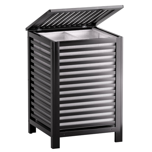 SMIBUY Grosser Bambus-Wäschekorb mit Deckel - Schwarz