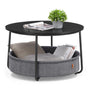 VASAGLE Couchtisch Rund LCT244B56 Stauraum - Tintenschwarz-Schiefergrau