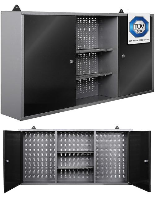 Ondis24 Kurt Werkstatt Hängeschrank abschliessbar - Grau Schwarz 120 cm