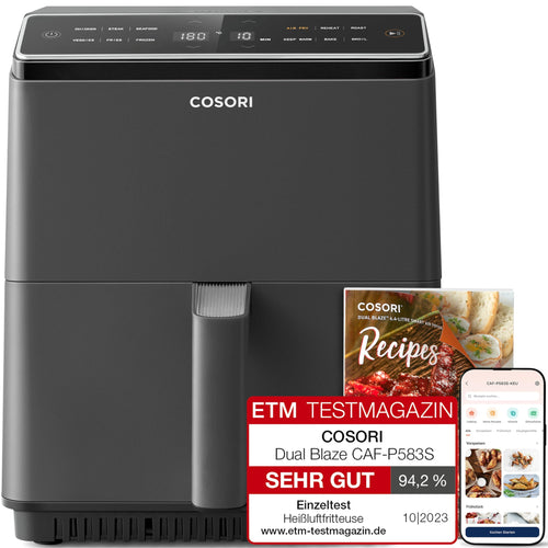 COSORI Dual Blaze Heissluftfritteuse - 6.4L WiFi Dunkelgrau
