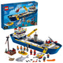 LEGO City Meeresforschungsschiff - Tauchboot Spielzeug. Blau-weißes Forschungsschiff mit gelbem Tauchboot. Dient zur Tiefseeerkundung und zur Untersuchung des Meeresbodens.