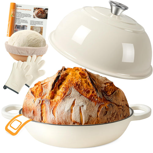 Gusseisen Emaille Dutch Oven 5.7L Brotbacktopf – Weiss