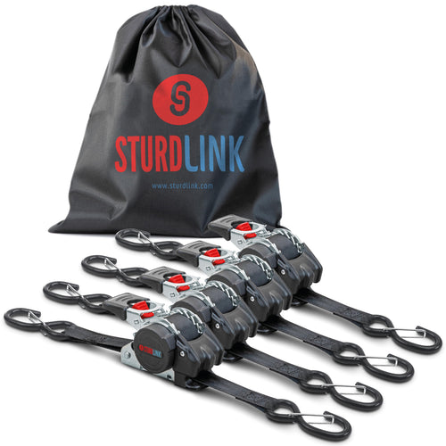 Automatik Spanngurt selbstaufrollend 3m 25mm S-Haken 300/600kg (4er), Automatikgurt mit S-Haken zur Ladungssicherung.