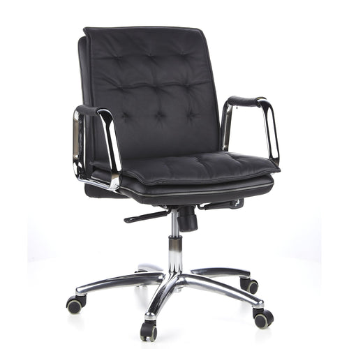 hjh OFFICE Chefsessel 600930 Villa 10 - Leder Schwarz. Klassischer Bürostuhl mit hoher Rückenlehne und Armlehnen. Bietet ergonomischen Sitzkomfort für Büroumgebungen.