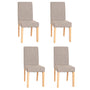 Mendler Littau Esszimmerstuhl - 4er-Set, Textil Grau, helle Beine