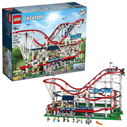 LEGO 10261 Achterbahn – Detailreiches Sammler Bauset. LEGO Modell einer Achterbahn mit Schienen & Waggons zur Simulation einer Fahrt.