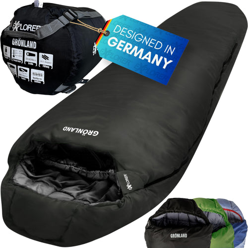 EXPLORER GRÖNLAND Winter Mumienschlafsack -5°C Komfort Schwarz