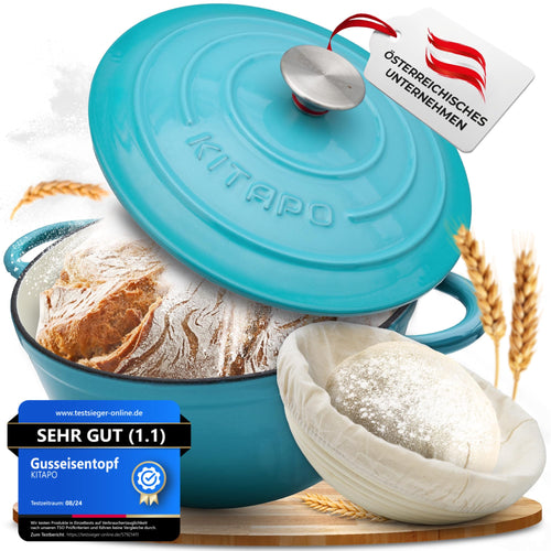 KITAPO Emaille Gusseisen Topf Brotbacken & Braten – 24cm