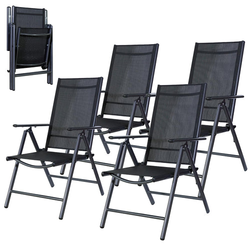 CCLIFE Breeze Alu Klappstuhl Hochlehner 4er Set Dunkelgrau
