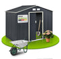 Juskys Metall Gerätehaus XL 9m³ – 277x191x192cm anthrazit. Rechteckiges Gerätehaus zur Aufbewahrung von Gartengeräten.