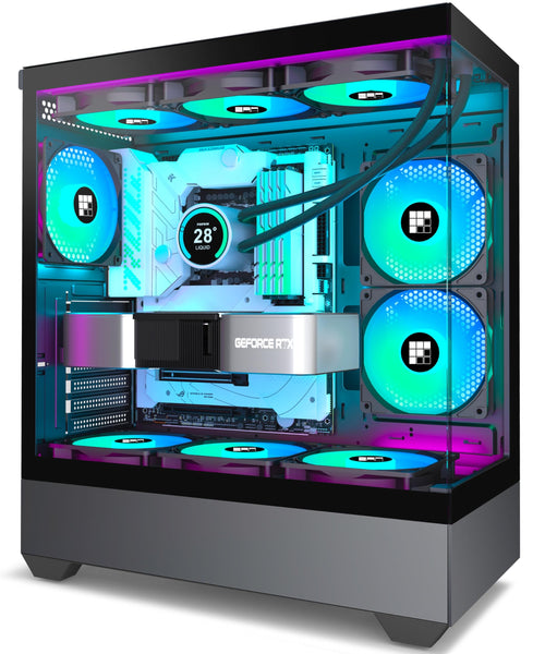 FOIFKIN F1 ATX Gaming PC Gehäuse - ARGB Lüfter, Panoramaglas, Type-C, Schwarz