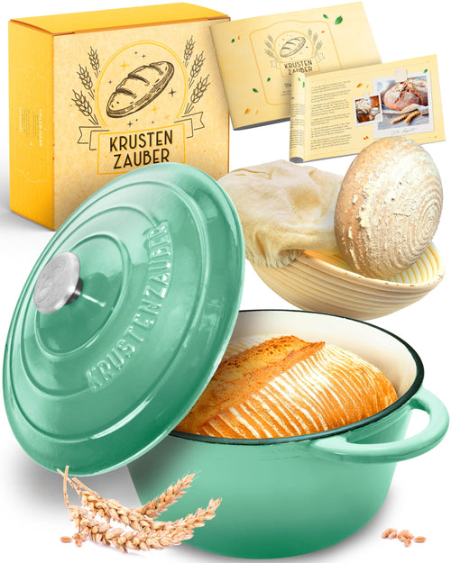 KRUSTENZAUBER Gusseisen Brotbacktopf emailliert 26cm inkl. Gärkorb