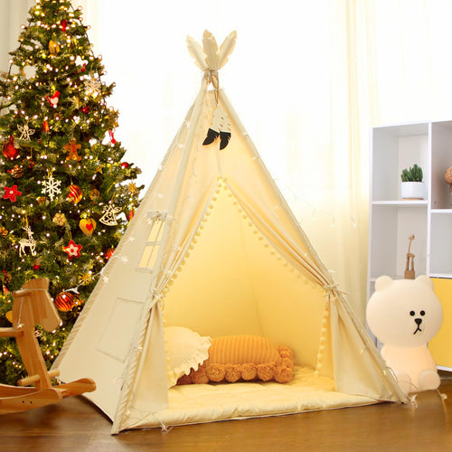 LIONHERZ® Tipi Zelt Kinder Stabil – Baumwolle Cremeweiss